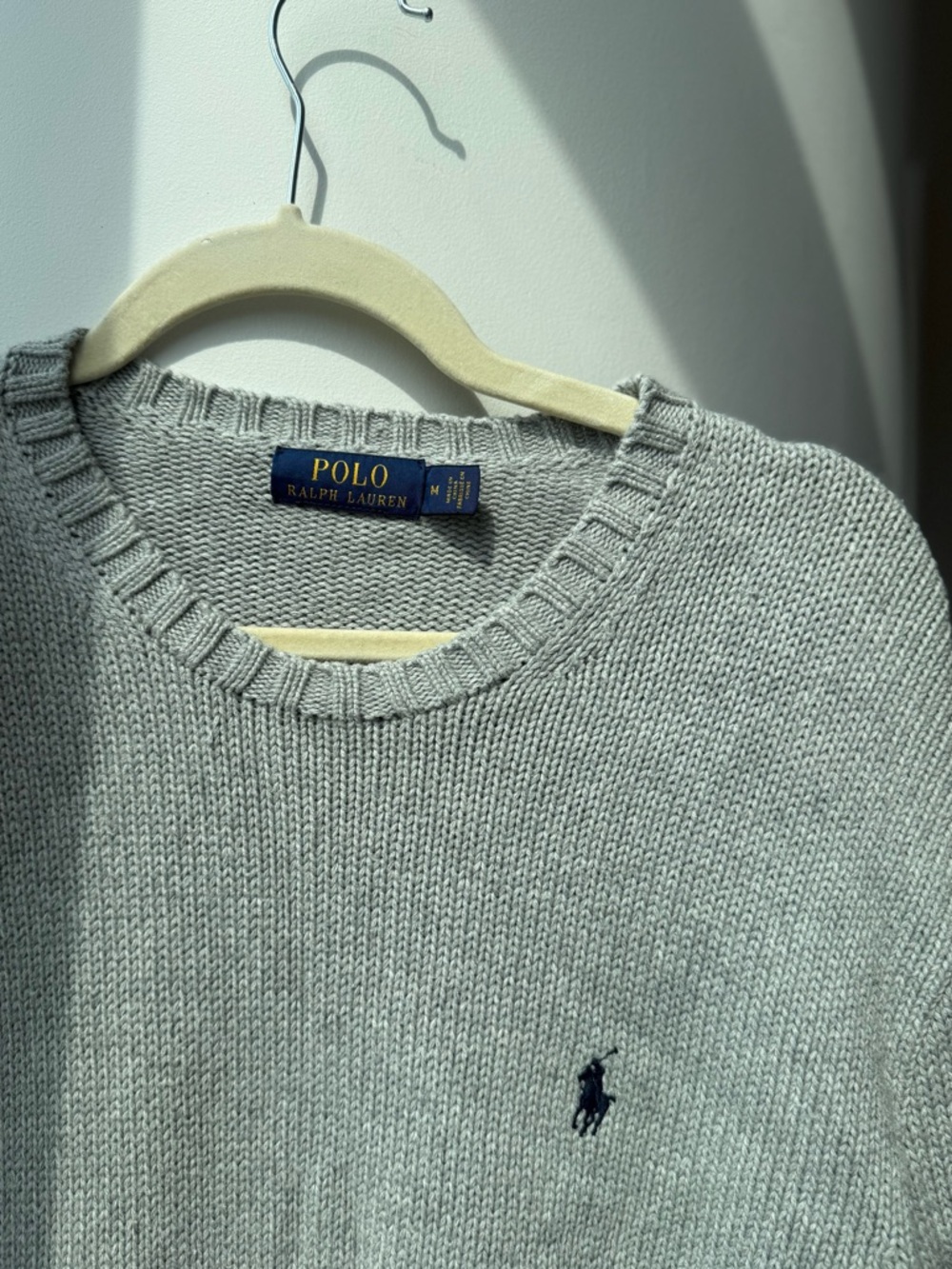 Polo by Ralph Lauren Light Gray Crewneck Sweater with Navy Pony